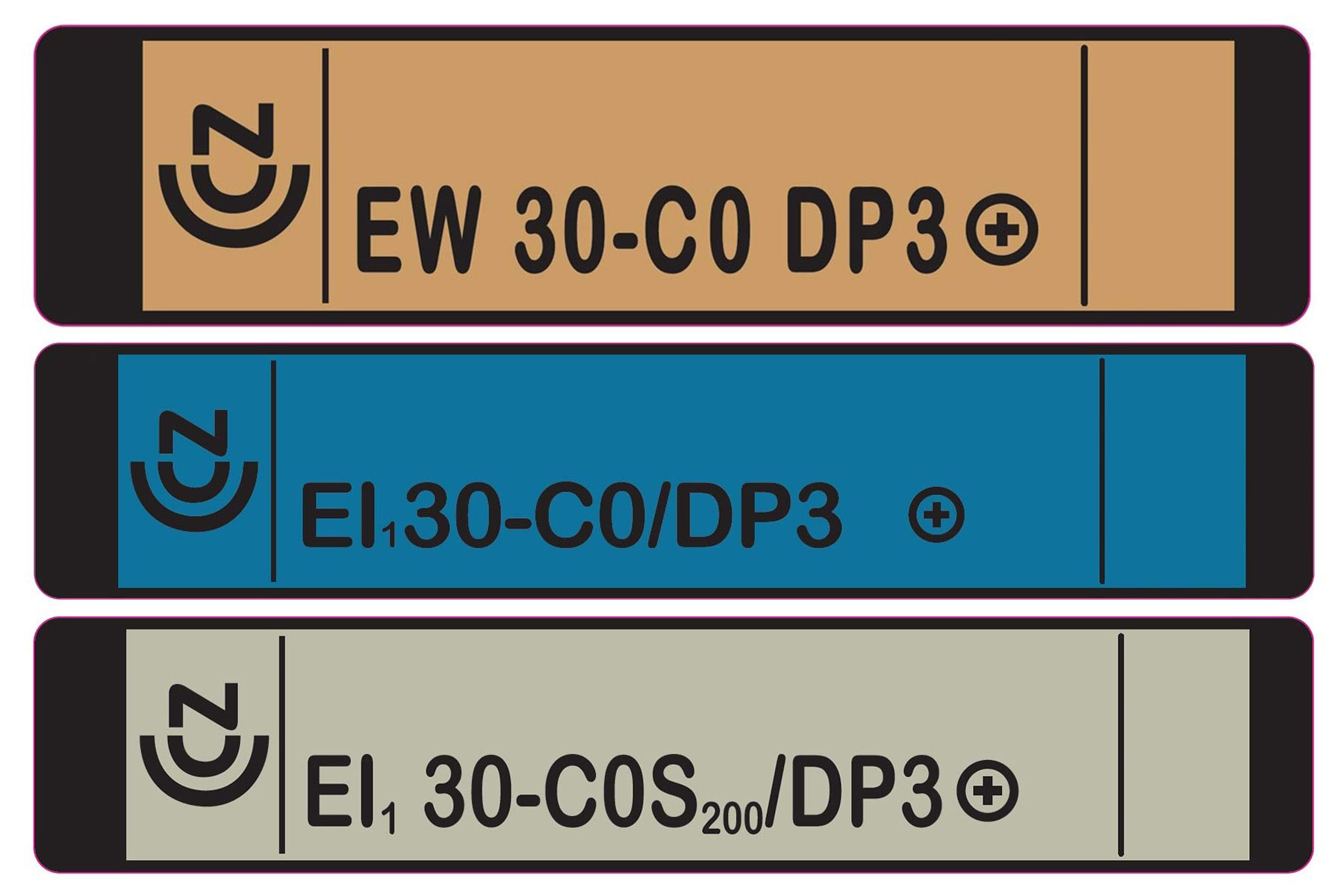 Ukázka štítků - příklady značení požárních dveří